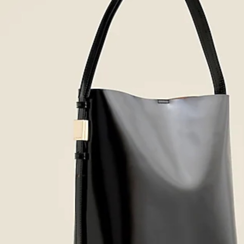NWOT  J Crew Edie bucket bag in Italian leather - Black - Picture 3 of 9